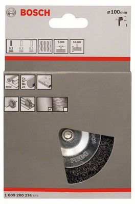 Bosch Accessories Schijfborstel, gegolfd, 100 mm, 0,2 mm, 10 mm, 4500 omw/min Schacht-Ø 6 mm 1609200274 1 stuk(s)