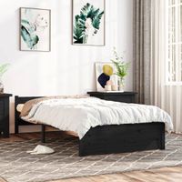 Bedframe massief hout zwart 90x200 cm - thumbnail