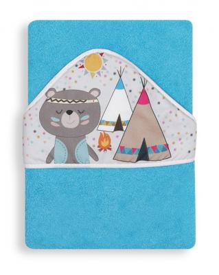 Interbaby badcape indianenbeer junior 100 cm katoen