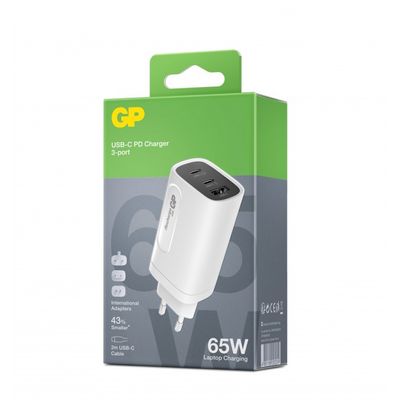 GP GPWCGM3AWHUSB254 USB-oplader 65 W Thuis Aantal uitgangen: 3 x USB, USB-C bus (Power Delivery)