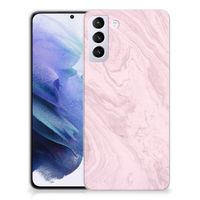 Samsung Galaxy S21 Plus TPU Siliconen Hoesje Marble Pink - Origineel Cadeau Vriendin