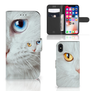 Apple iPhone X | Xs Telefoonhoesje met Pasjes Witte Kat