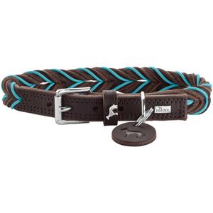 Hunter Solid Education Bruin, Turkoois Leer M-L Hond Standaard halsband