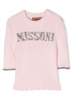 Missoni Kids haut en maille à logo imprimé - Rose - thumbnail