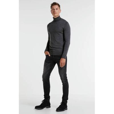 WE Fashion Fundamentals fijngebreide coltrui Mid Grey Melange
