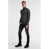 WE Fashion Fundamentals fijngebreide coltrui Mid Grey Melange