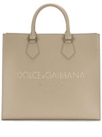 Dolce & Gabbana sac à main en cuir à logo embossé - Tons neutres - thumbnail