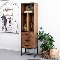 Sohome Opbergkast Hawaii Visgraat Teak en staal, 200 x 55cm - Hout - thumbnail