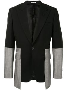 Alexander McQueen blazer bicolore à simple boutonnage - Noir