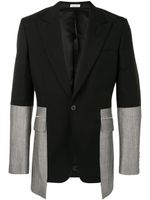 Alexander McQueen blazer bicolore à simple boutonnage - Noir