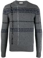 Valentino Garavani pull en cachemire à logo en intarsia - Gris