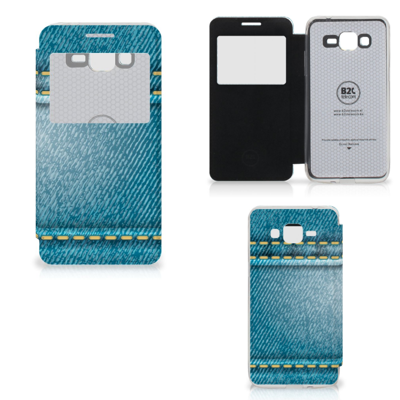 Samsung Galaxy Grand Prime Wallet Case met Pasjes Jeans Samsung Galaxy Grand Prime Wallet Case met Pasjes Jeans