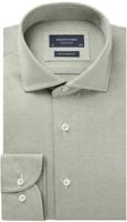 Profuomo Heren Originale Overhemd Groen Gebreid Slim Fit