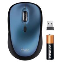 Trust Yvi+ Stille Draadloze Muis met Duurzaam Design, 800-1600 DPI, Links- en Rechtshandig Gebruik, Opbergbare USB-microreceiver, Compacte Wireless Mouse voor Computer, Laptop, Mac - Blauw