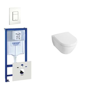 Villeroy & Boch Subway Compact Toiletset - inbouwreservoir - diepspoel wandcloset - bedieningsplaat verticaal/horizontaal - wit 0720003/0729205/1024232/1025456/