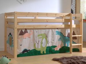 Bed ALIZE halfhoogslaper 90x200 cm natuurlijk pijnboom tent Dinosaurus