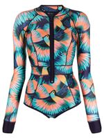 Duskii tucan-print zip-up swimsuit - Multicolore