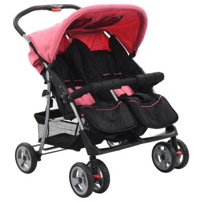 VidaXL 10155 kinderwagen Tandem-kinderwagen 2 zitplaats(en) Zwart, Roze
