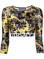 Versace Jeans Couture haut crop à logo imprimé en all over - Noir