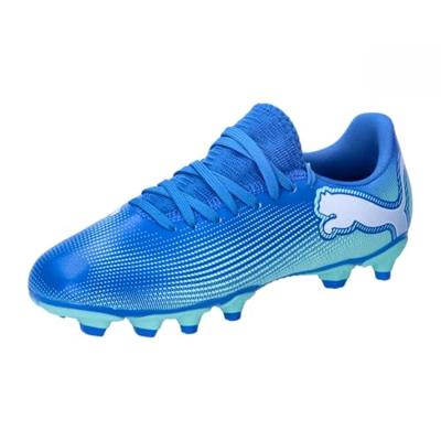 PUMA Unisex Kid's Future 7 Play Fg/Ag Jr Voetbalschoen, Hyperlink Blue Mint PUMA Wit, 36 EU