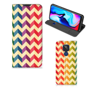 Motorola Moto G9 Play Hoesje met Magneet Zigzag Multi Color