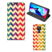 Motorola Moto G9 Play Hoesje met Magneet Zigzag Multi Color - thumbnail