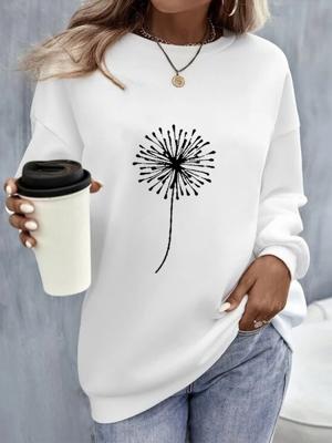Dandelion Long Sleeve Crew Neck Casual Sweatshirt Dandelion Long Sleeve Crew Neck Casual Sweatshirt