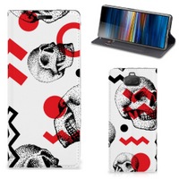 Mobiel BookCase Sony Xperia 10 Skull Red - thumbnail