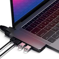 SATECHI Type-C Pro Hub Adapter Met Ethernet - 4K HDMI, USB-C PD, Gigabit Ethernet, USB 3.0, Micro SD Kaartsleuf - Voor M2/ M1 Macbook Pro/Air (Spacegrijs)