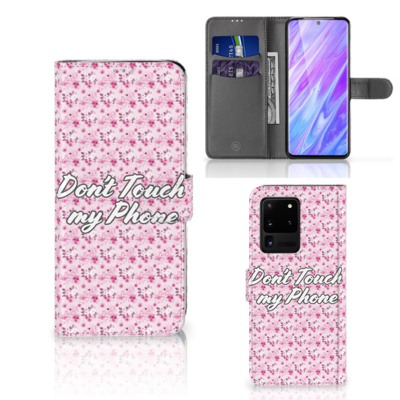 Samsung Galaxy S20 Ultra Portemonnee Hoesje Flowers Pink DTMP Samsung Galaxy S20 Ultra Portemonnee Hoesje Flowers Pink DTMP