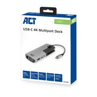 ACT AC7043 USB-C naar HDMI of VGA multiport adapter met ethernet, USB hub, cardreader, audio en PD pass through - thumbnail