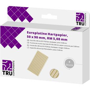 TRU COMPONENTS Printplaat Hardpapier (l x b) 90 mm x 50 mm 35 µm Rastermaat 5.08 mm Inhoud 4 stuk(s)