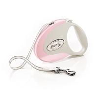 Flexi, Modellijn, moderne pastelkleuren, elegant zwart, robuust en ergonomisch remsysteem, zachte handgreep, geavanceerd geleidingssysteem, gemaakt in Duitsland, roze, M - 5 m