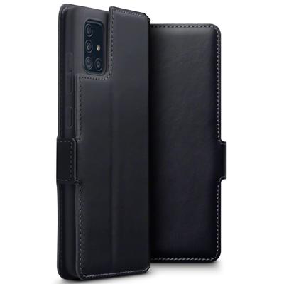 Qubits - lederen slim folio wallet hoes - Samsung Galaxy A51 - Zwart