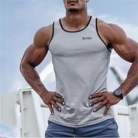 Voor heren Singlet Vest Top Onderhemd Mouwloos shirt Effen Kleur Strakke ronde hals Heet stempelen Straat Casual Mouwloos Afdrukken Kleding Sport Modieus Comfortabel Lightinthebox - thumbnail