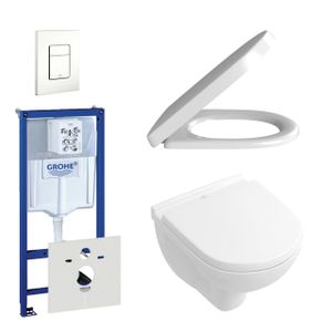 Villeroy & Boch O.Novo Toiletset - compact - softclose en quickrelease zitting - bedieningplaat verticaal/horizontaal wit - wit 0720003/0729205/0124182/sw68867/