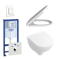 Villeroy & Boch O.Novo Toiletset - compact - softclose en quickrelease zitting - bedieningplaat verticaal/horizontaal wit - wit 0720003/0729205/0124182/sw68867/ - thumbnail