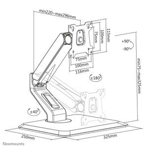 Neomounts FPMA-D885BLACK 1-voudig Monitor-tafelbeugel 38,1 cm (15) - 81,3 cm (32) Zwenkbaar, Roteerbaar, Kantelbaar Zwart