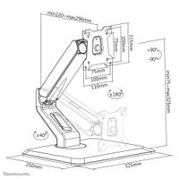 Neomounts FPMA-D885BLACK 1-voudig Monitor-tafelbeugel 38,1 cm (15) - 81,3 cm (32) Zwenkbaar, Roteerbaar, Kantelbaar Zwart - thumbnail