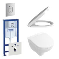 Villeroy & Boch O.Novo toiletset - compact - met inbouwreservoir - softclose en quickrelease zitting - bedieningsplaat verticaal chroom 0729205/0729240/0124162/0124182/ - thumbnail