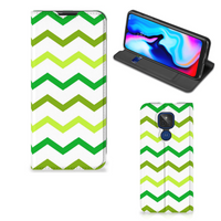 Motorola Moto G9 Play Hoesje met Magneet Zigzag Groen - thumbnail