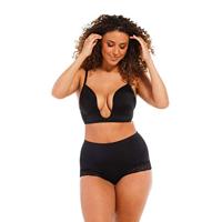 MAGIC BODYFASHION V-Bra Damesbeha, diepe plunge multiway, push-up-beha, comfortabel, zacht, verstelbaar en verwisselbare bh-bandjes, comfortabel en huidvriendelijk materiaal, diepe hals, zwart, 80B