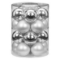 Kerstballen set - 20x stuks - glas - elegant zilver - 6 cm - glans/mat - kerstversiering