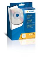 HERMA 1140 CD DVD hoezen (124 x 124 mm) wit, 100 stuks, van papier, met kijkvenster, achterkant zelfklevend