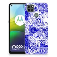 Silicone Back Case Motorola Moto G9 Power Angel Skull Blauw