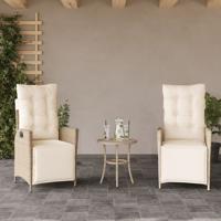 Tuinstoelen 2 st verstelbaar met voetensteun poly rattan beige