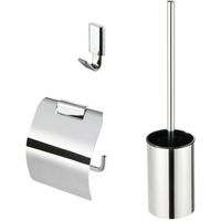 Toiletset Accessoires Geesa AIM met Toiletborstel, Toiletrolhouder en Handdoekhaak Chroom Geesa