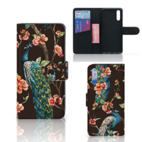 Huawei P20 Telefoonhoesje met Pasjes Pauw met Bloemen - thumbnail