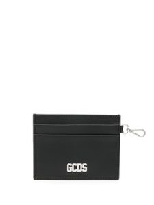 GCDS porte-cartes en cuir à plaque logo - Noir