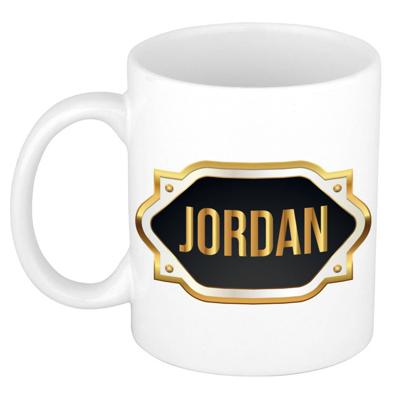 Jordan naam / voornaam kado beker / mok met embleem - Naam mokken Jordan naam / voornaam kado beker / mok met embleem - Naam mokken